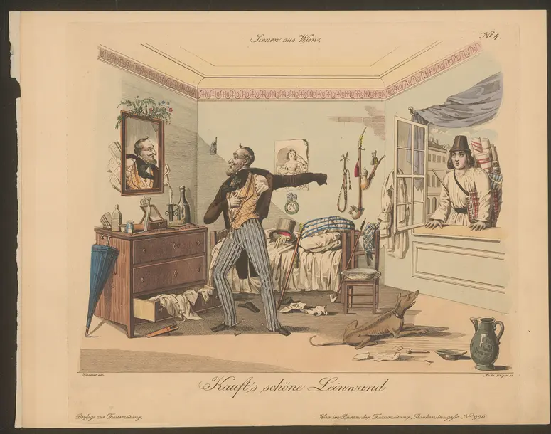 Kauft's schöne Leinwand., Titel der Serie: Wiener Scene, Name der Zeitschrift: Wiener Theaterzeitung