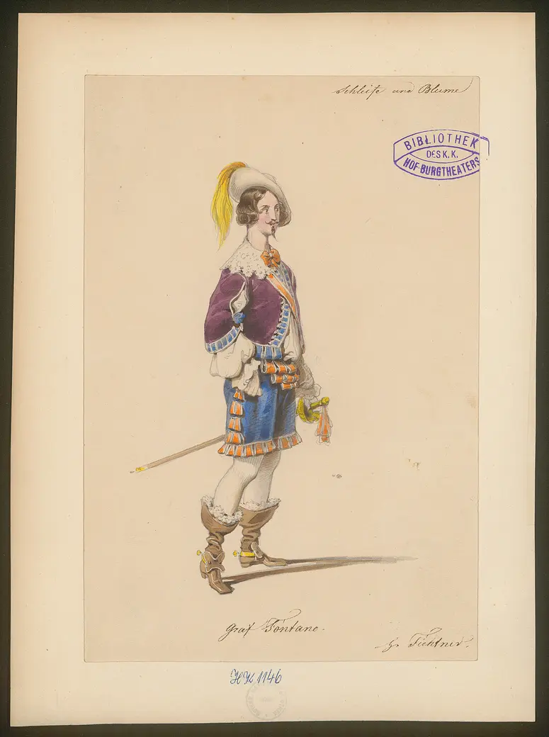 Schleife und Blume, Originaltitel: La banda y la flor, Titel der Serie: Figurinen des k.k. Hof-Burgtheaters