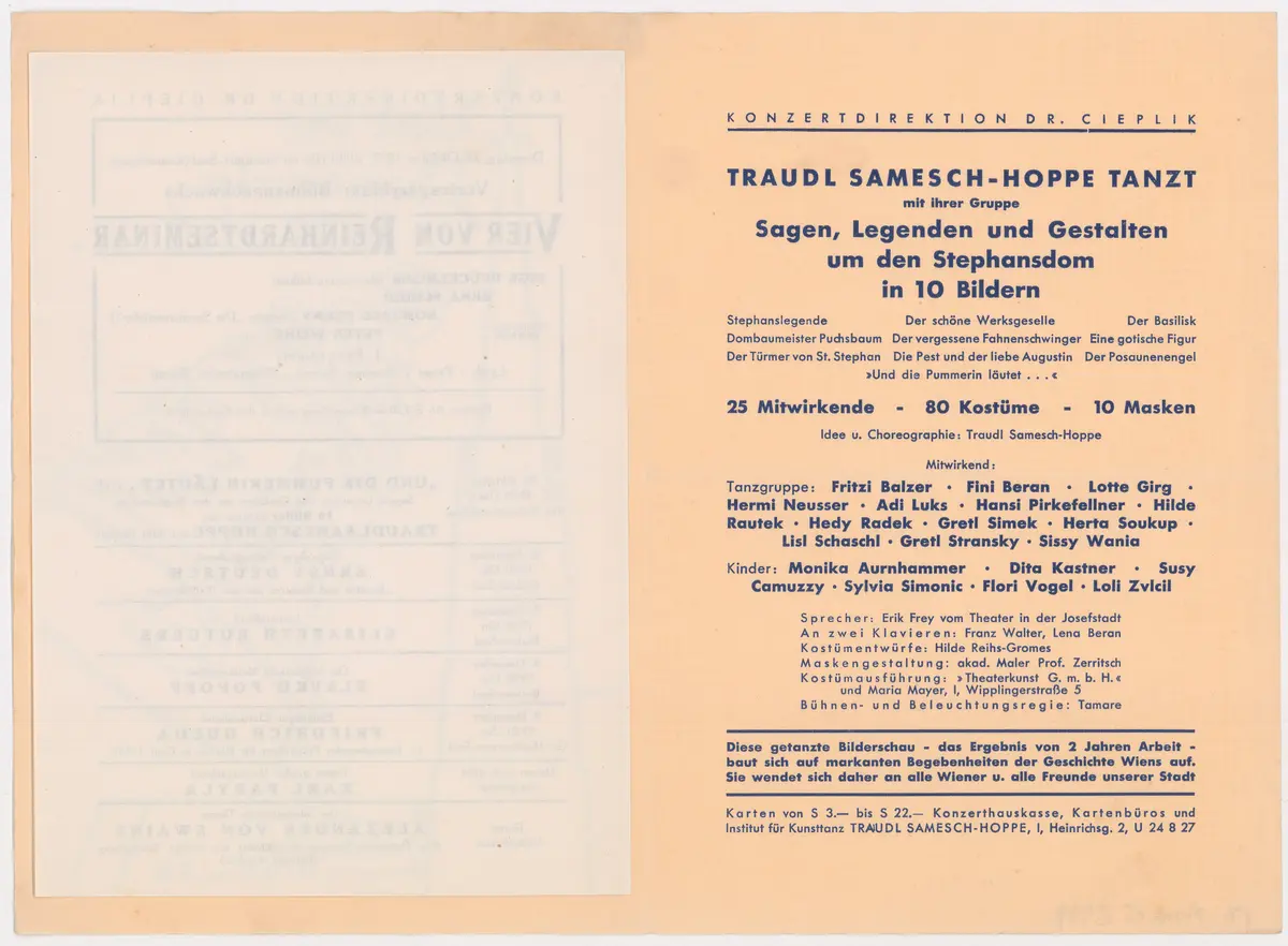 Und die Pummerin läutet..., Traudl Samesch-Hoppe tanzt mit ihrer Gruppe Sagen. Legenden und Gestalten um den Stephansdom in 10 Bildern