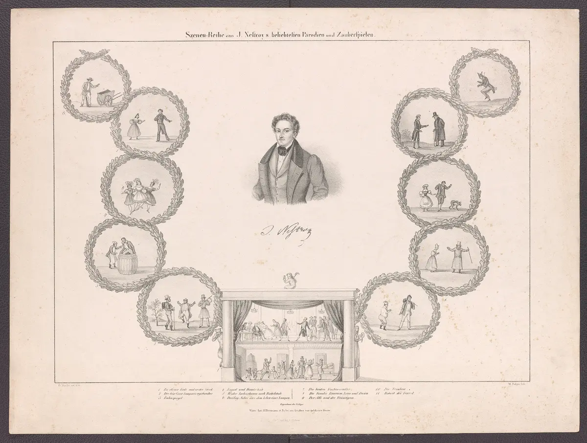 Johann Nepomuk Nestroy, Titel in Vorlageform: Szenen-Reihe aus J. Nestroy's beliebten Parodien und Zauberspielen