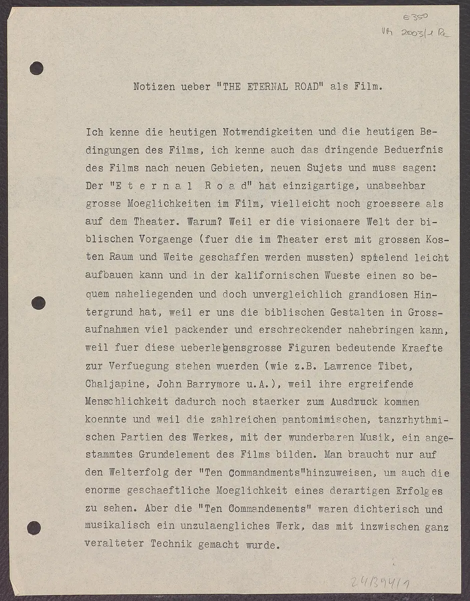 Der Weg der Verheißung. Film