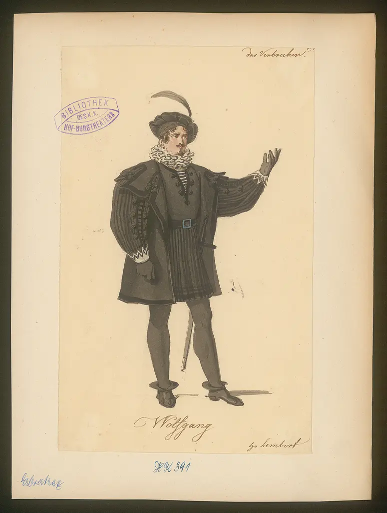 Der Erbvertrag, Titel der Serie: Figurinen des k.k. Hof-Burgtheaters