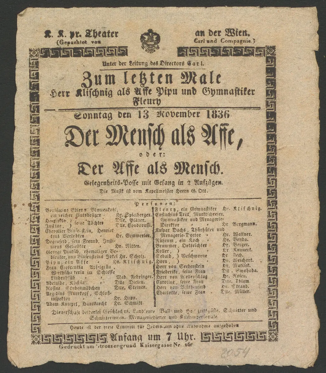 Der Mensch als Affe, oder Der Affe als Mensch