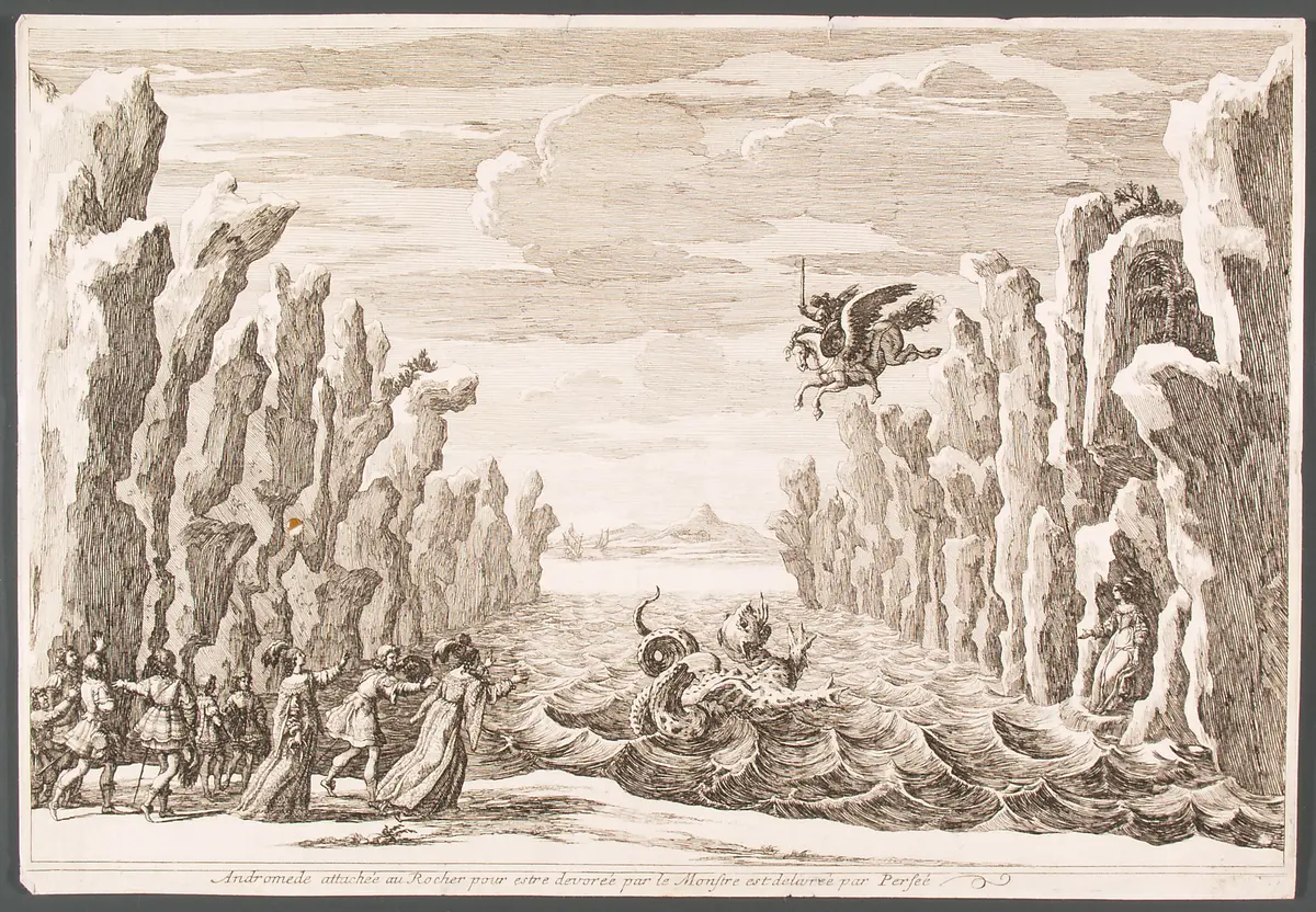 Andromede, Titel in Vorlageform: Andromède. Tragédie Representée avec les Machines sur le Theatre Royal de Bourbon, Alternativtitel: Andromeda