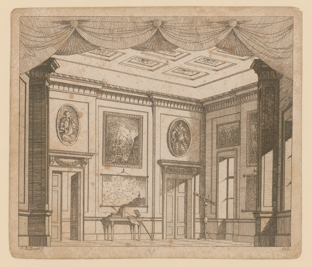 ohne Titel, Titel der Serie: Theaterdecorationen nach den Originalskitzen des k.k. Hoftheatermahlers Joseph Platzer radirt und verlegt von Norbert Bittner