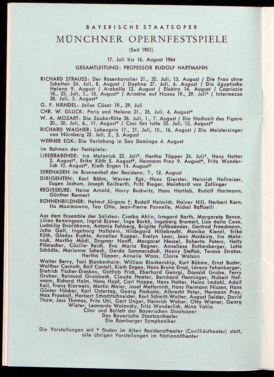 Salzburger Festspiele 1964, Titel in Vorlageform: Salzburgo Festival 1964, Verweis auf Stücktitel: Cosi fan tutte, Verweis auf Stücktitel: Figaros Hochzeit, Verweis auf Stücktitel: Lucio Silla, Verweis auf Stücktitel: Die Zauberflöte, Verweis auf Stücktitel: Ariadne auf Naxos, Verweis auf Stücktitel: Elektra, Verweis auf Stücktitel: Der Rosenkavalier, Verweis auf Stücktitel: Macbeth, Verweis auf Stücktitel: Jedermann, Verweis auf Stücktitel: Faust, Verweis auf Stücktitel: Die lustigen Weiber von Windsor