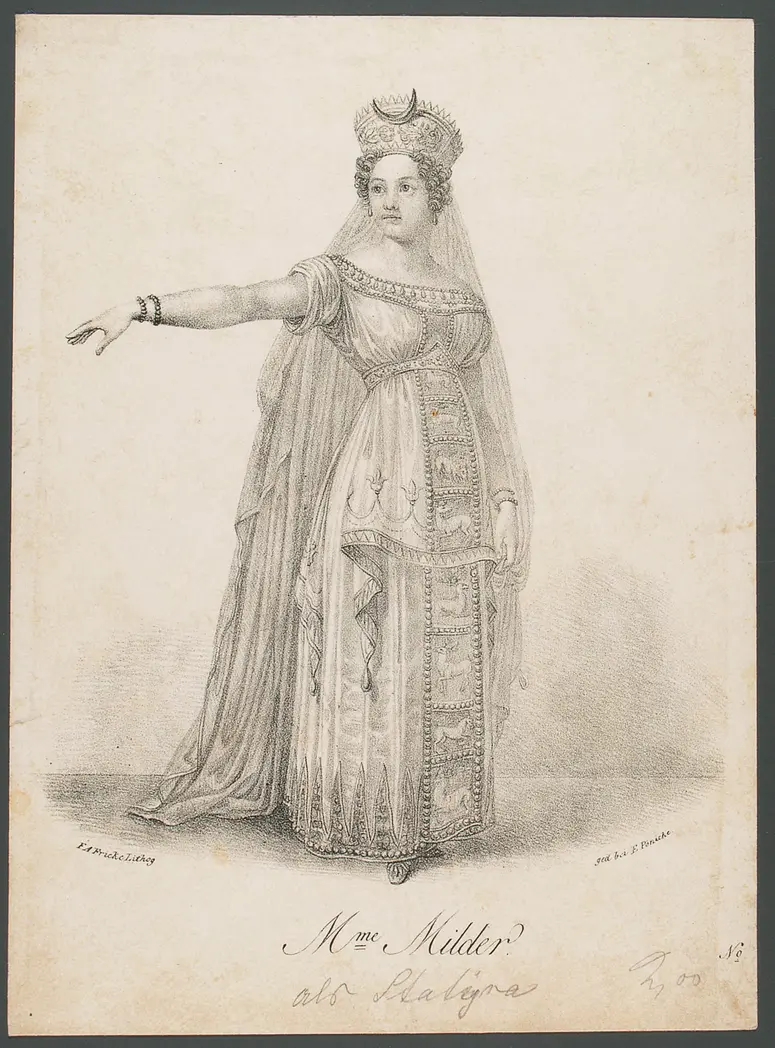 Pauline Anna Milder-Hauptmann, Titel in Vorlageform: Mme Milder, Verweis auf Stücktitel: Olympia