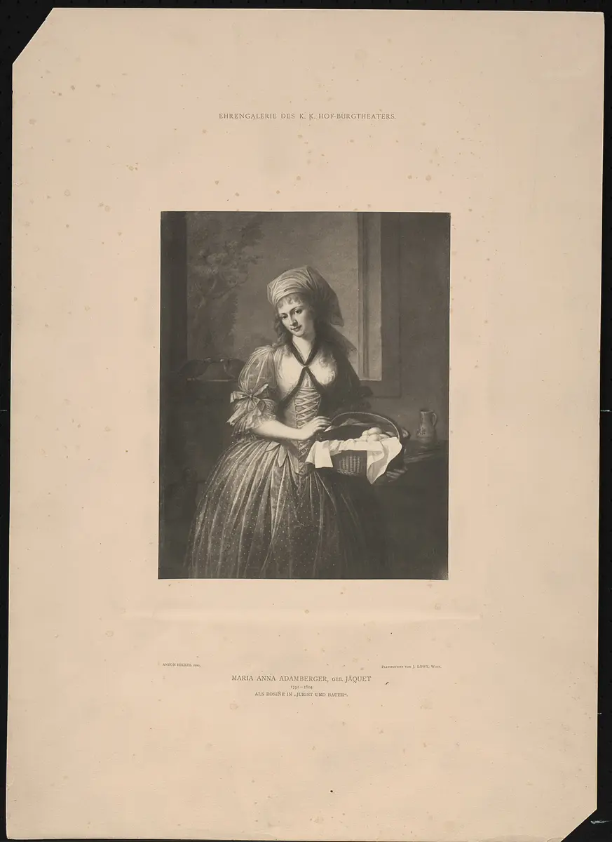 Maria Anna Adamberger, Verweis auf Stücktitel: Der Jurist und der Bauer, Titel der Serie: Ehrengalerie des K.K. Hof-Burgtheaters