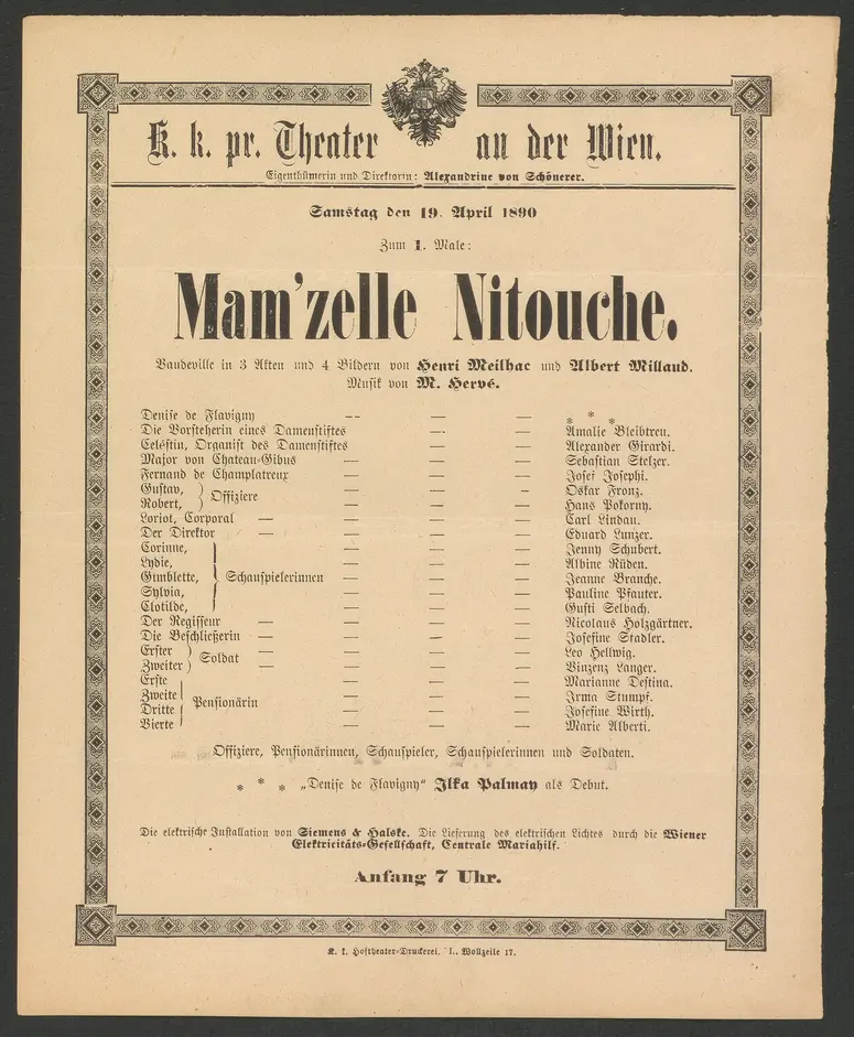 Mam'zelle Nitouche, Alternativtitel: Mamsell Nitouche