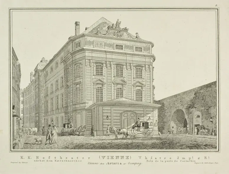 Wien, Kärntnertortheater, Titel in Vorlageform: K.K. Hofoperntheater nächst dem Kaernthnerthor (Vienne) Théatre Imp.l & R.l Près de la porte Carinthie