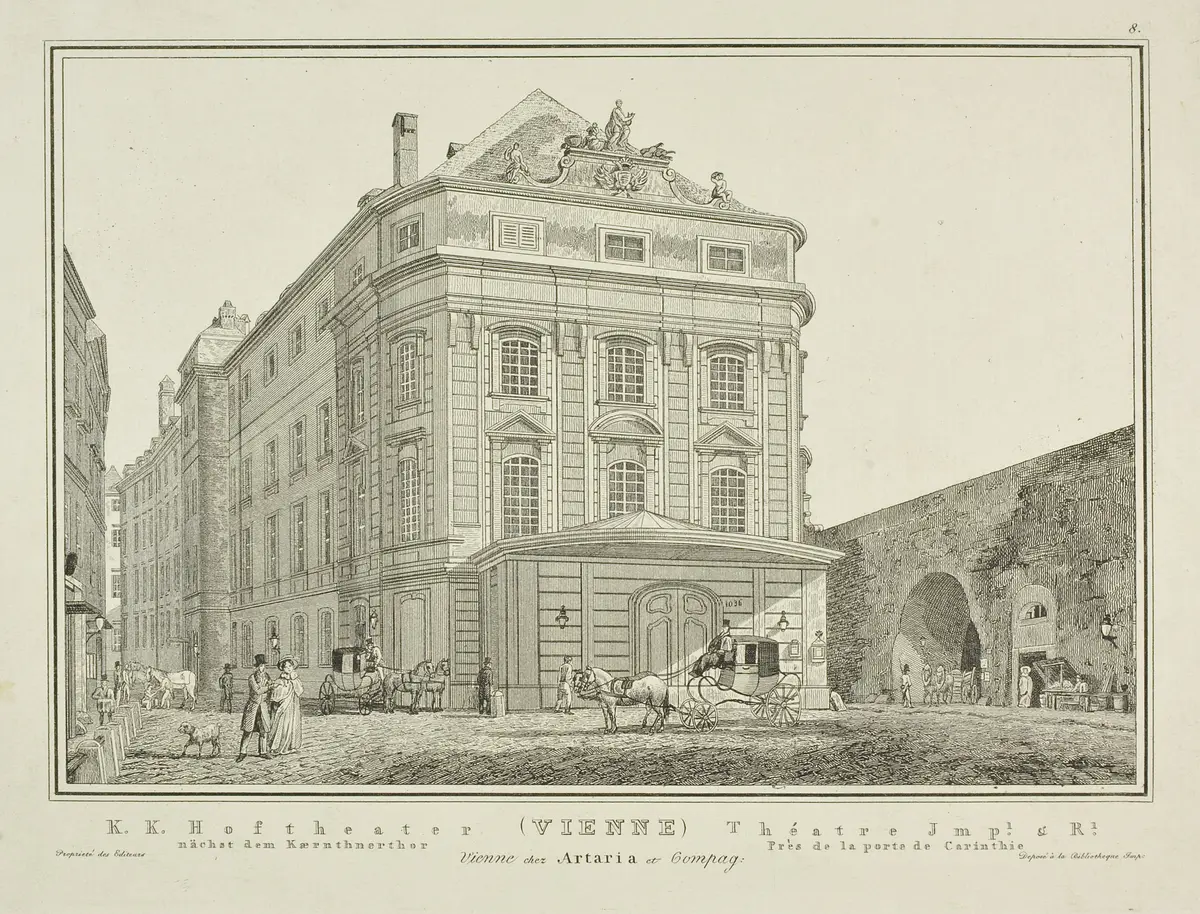 Wien, Kärntnertortheater, Titel in Vorlageform: K.K. Hofoperntheater nächst dem Kaernthnerthor (Vienne) Théatre Imp.l & R.l Près de la porte Carinthie