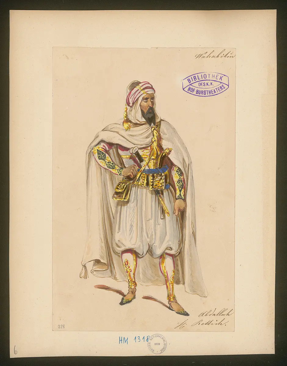 Die Wahabitin, Titel der Serie: Figurinen des k.k. Hof-Burgtheaters