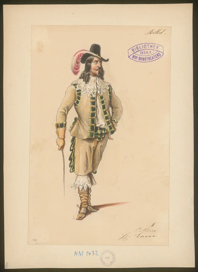 Ein Billett, Titel der Serie: Figurinen des k.k. Hof-Burgtheaters