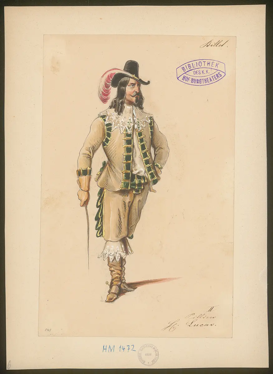 Ein Billett, Titel der Serie: Figurinen des k.k. Hof-Burgtheaters