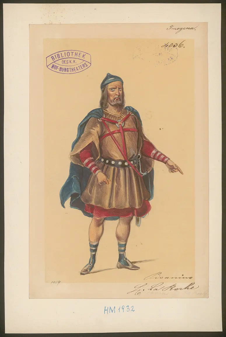 Cymbeline, Alternativtitel: Die Kinder Cymbelins, Alternativtitel: Imogena, Titel der Serie: Figurinen des k.k. Hof-Burgtheaters