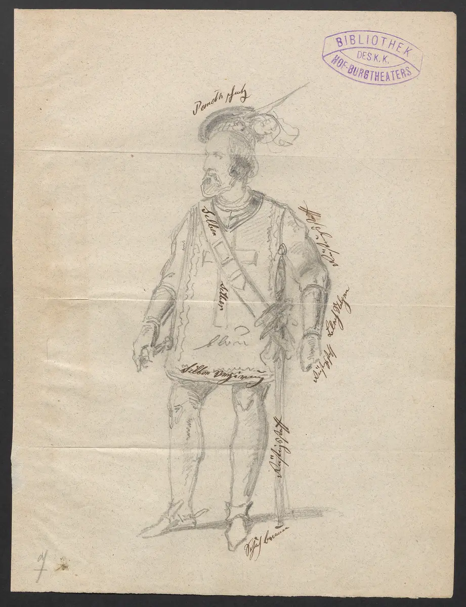 Gringoire, Titel der Serie: Figurinen des k.k. Hof-Burgtheaters