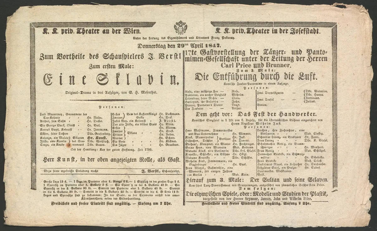 Eine Sklavin, Die Entführung durch die Luft, Das Fest der Handwerker, Der Sultan und seine Sclaven, Die olympischen Spiele, oder Modelle und Studien der Plastik