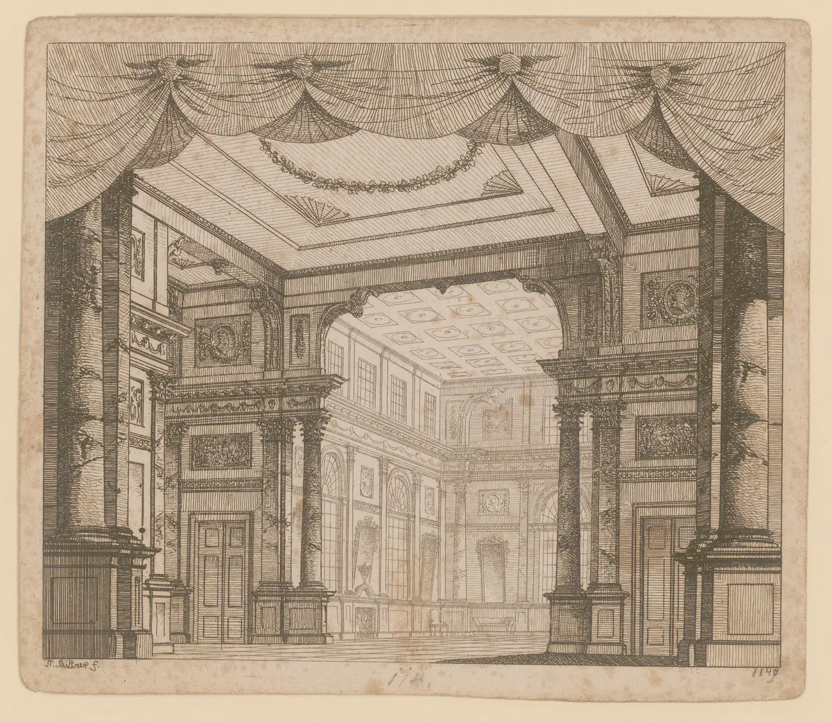 ohne Titel, Titel der Serie: Theaterdecorationen nach den Originalskitzen des k.k. Hoftheatermahlers Joseph Platzer radirt und verlegt von Norbert Bittner