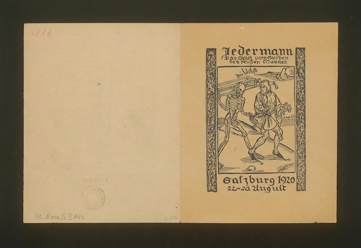 Jedermann, Titel in Vorlageform: Jedermann. Das Spiel vom Sterben des reichen Mannes