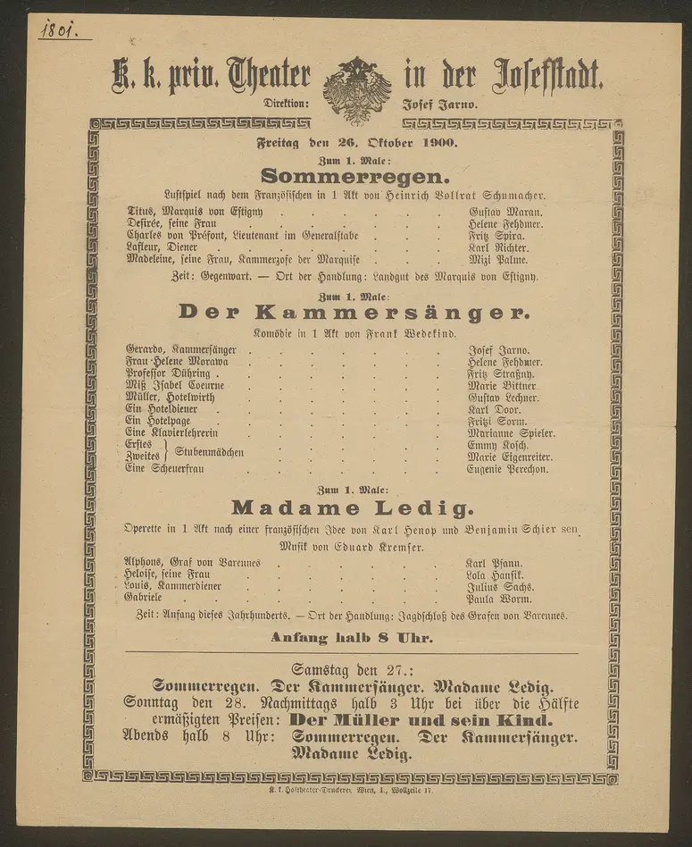 Sommerregen, Der Kammersänger, Madame Ledig