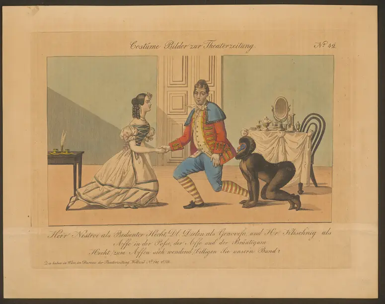 Der Affe und der Bräutigam, Titel der Serie: Costume-Bild, Name der Zeitschrift: Wiener Theaterzeitung
