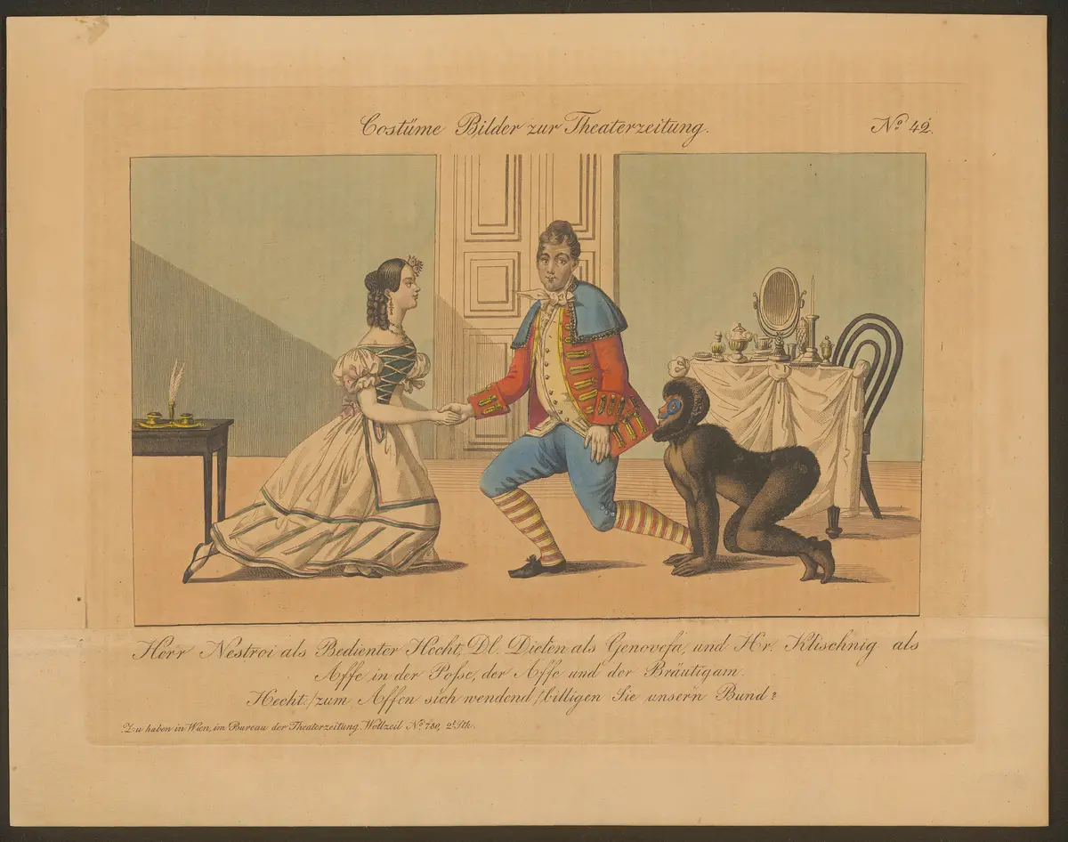 Der Affe und der Bräutigam, Titel der Serie: Costume-Bild, Name der Zeitschrift: Wiener Theaterzeitung