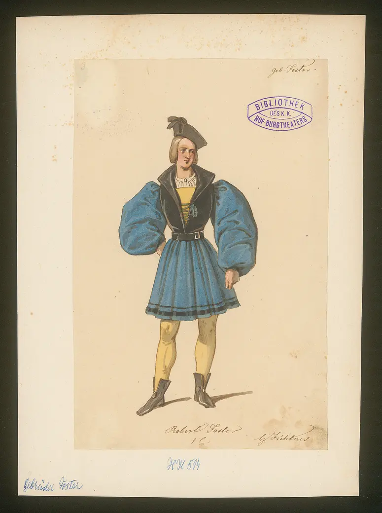 Gebrüder Foster, oder Das Glück mit seinen Launen, Titel der Serie: Figurinen des k.k. Hof-Burgtheaters