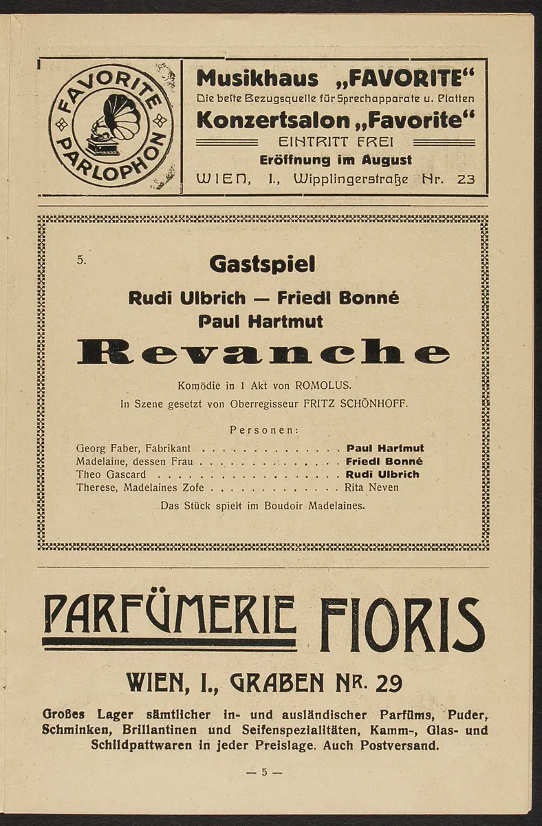 Theater und Kabarett Hölle, Revanche, Das Amüsiermädel