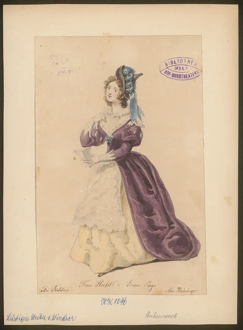 Die lustigen Weiber von Windsor, Originaltitel: The Merry Wives of Windsor, Titel der Serie: Figurinen des k.k. Hof-Burgtheaters