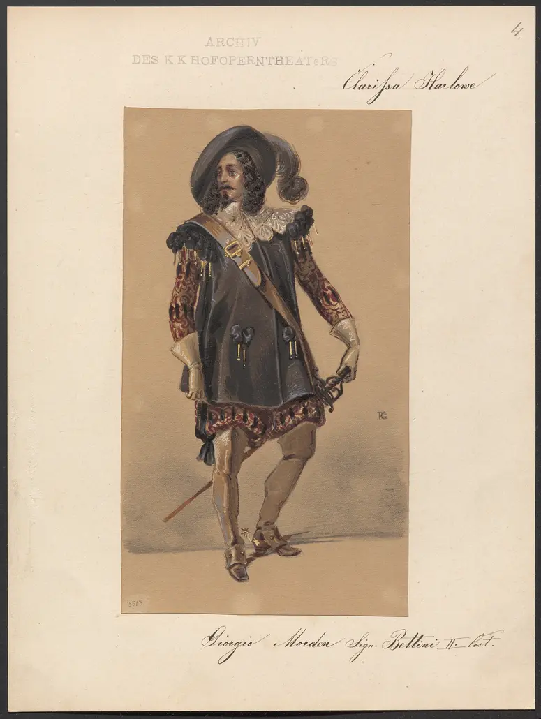 Clarissa Harlowe, Titel der Serie: Figurinen des k.k. Hofoperntheaters