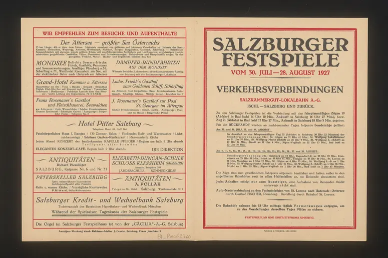 Salzburger Festspiele 1927, Verweis auf Stücktitel: Fidelio, Verweis auf Stücktitel: Don Juan, Verweis auf Stücktitel: Figaros Hochzeit, Verweis auf Stücktitel: Kabale und Liebe, Verweis auf Stücktitel: Sommernachtstraum, Verweis auf Stücktitel: Jedermann