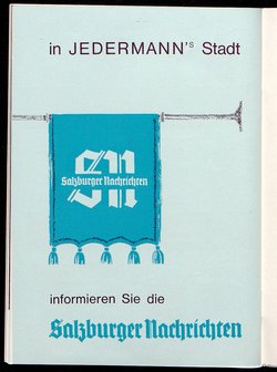 Salzburger Festspiele 1964, Titel in Vorlageform: Salzburgo Festival 1964, Verweis auf Stücktitel: Cosi fan tutte, Verweis auf Stücktitel: Figaros Hochzeit, Verweis auf Stücktitel: Lucio Silla, Verweis auf Stücktitel: Die Zauberflöte, Verweis auf Stücktitel: Ariadne auf Naxos, Verweis auf Stücktitel: Elektra, Verweis auf Stücktitel: Der Rosenkavalier, Verweis auf Stücktitel: Macbeth, Verweis auf Stücktitel: Jedermann, Verweis auf Stücktitel: Faust, Verweis auf Stücktitel: Die lustigen Weiber von Windsor