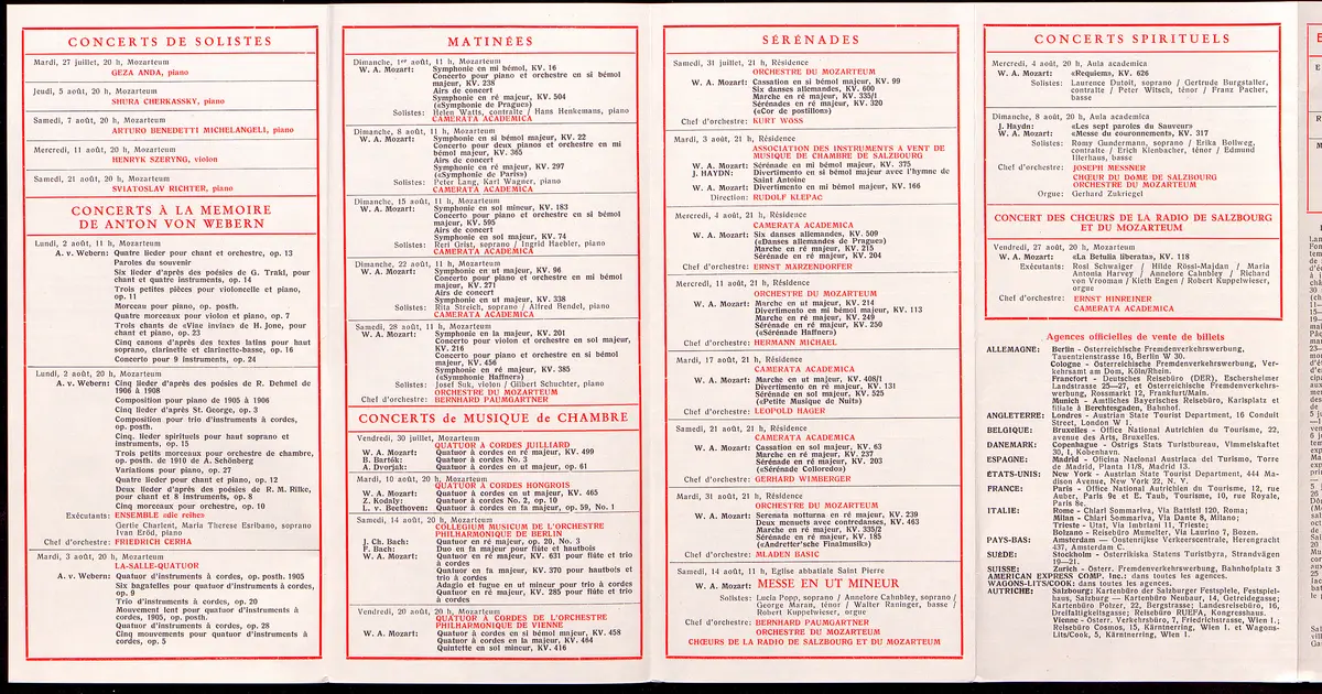Salzburger Festspiele 1965, Titel in Vorlageform: Salzbourg Festival 1965, Verweis auf Stücktitel: Boris Godunow, Verweis auf Stücktitel: Cosi fan tutte, Verweis auf Stücktitel: Die Entführung aus dem Serail, Verweis auf Stücktitel: Die Gärtnerin aus Liebe, Verweis auf Stücktitel: Ariadne auf Naxos, Verweis auf Stücktitel: Elektra, Verweis auf Stücktitel: Macbeth, Verweis auf Stücktitel: Jedermann, Verweis auf Stücktitel: Faust, Verweis auf Stücktitel: König Ödipus / Ödipus auf Kolonos