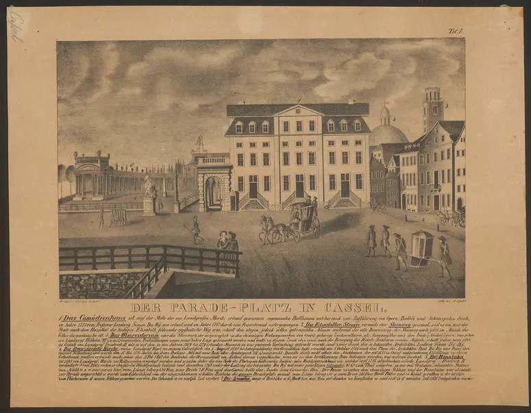 Kassel, Komödienhaus, Titel in Vorlageform: Der Parade-Platz in Cassel