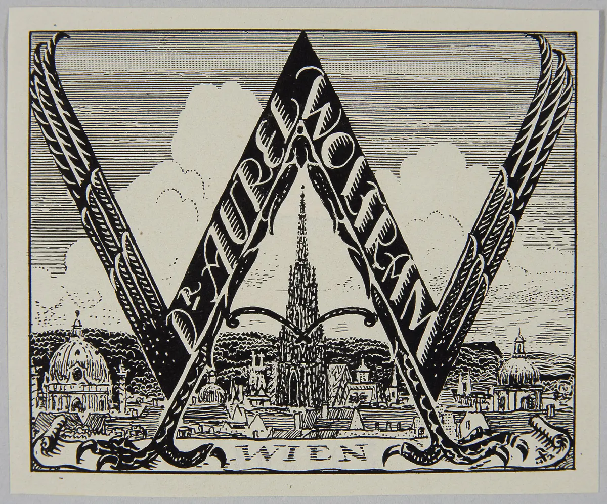 Exlibris Aurel Wolfram, Titel in Vorlageform: Dr. Aurel Wolfram / Wien, Alternativtitel: Exlibris Dr. Aurel Wolfram