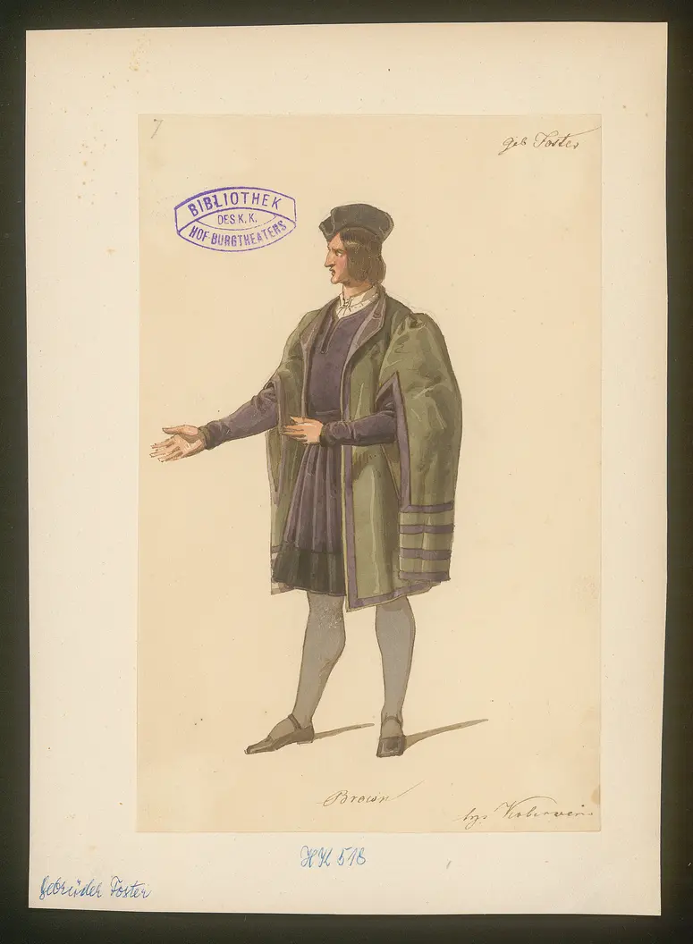 Gebrüder Foster, oder Das Glück mit seinen Launen, Titel der Serie: Figurinen des k.k. Hof-Burgtheaters