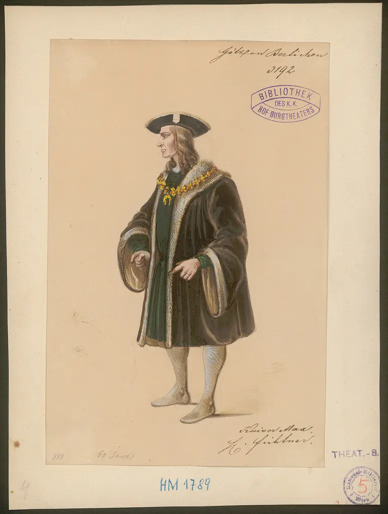 Götz von Berlichingen mit der eisernen Hand, Titel der Serie: Figurinen des k.k. Hof-Burgtheaters