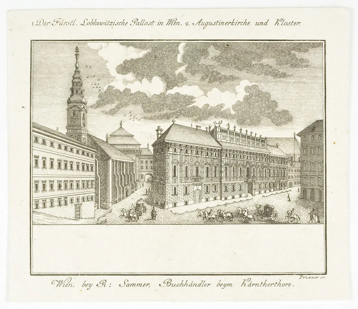 Wien (allgemein), Palais Lobkowitz, Titel in Vorlageform: 1. Der Fürstl. Lobkowitzische Pallast in Wien, Titel in Vorlageform: 2. Augustinerkirche und Kloster