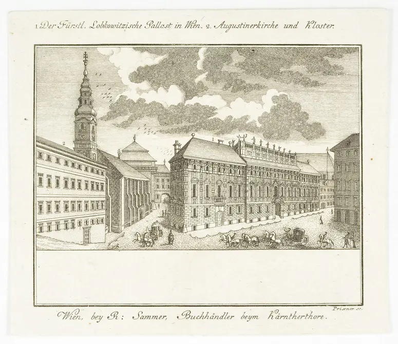 Wien (allgemein), Palais Lobkowitz, Titel in Vorlageform: 1. Der Fürstl. Lobkowitzische Pallast in Wien, Titel in Vorlageform: 2. Augustinerkirche und Kloster