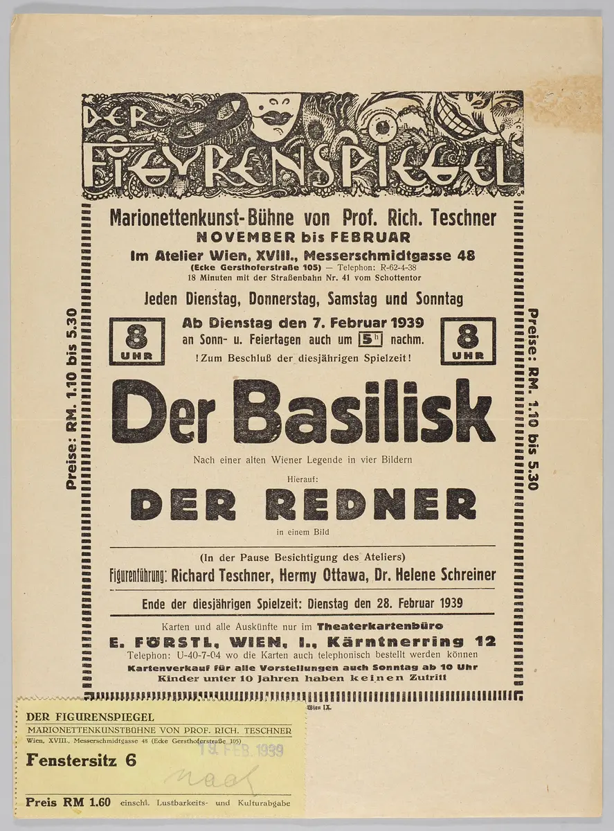 Der Figurenspiegel, Verweis auf Stücktitel: Der Basilisk, Verweis auf Stücktitel: Der Redner