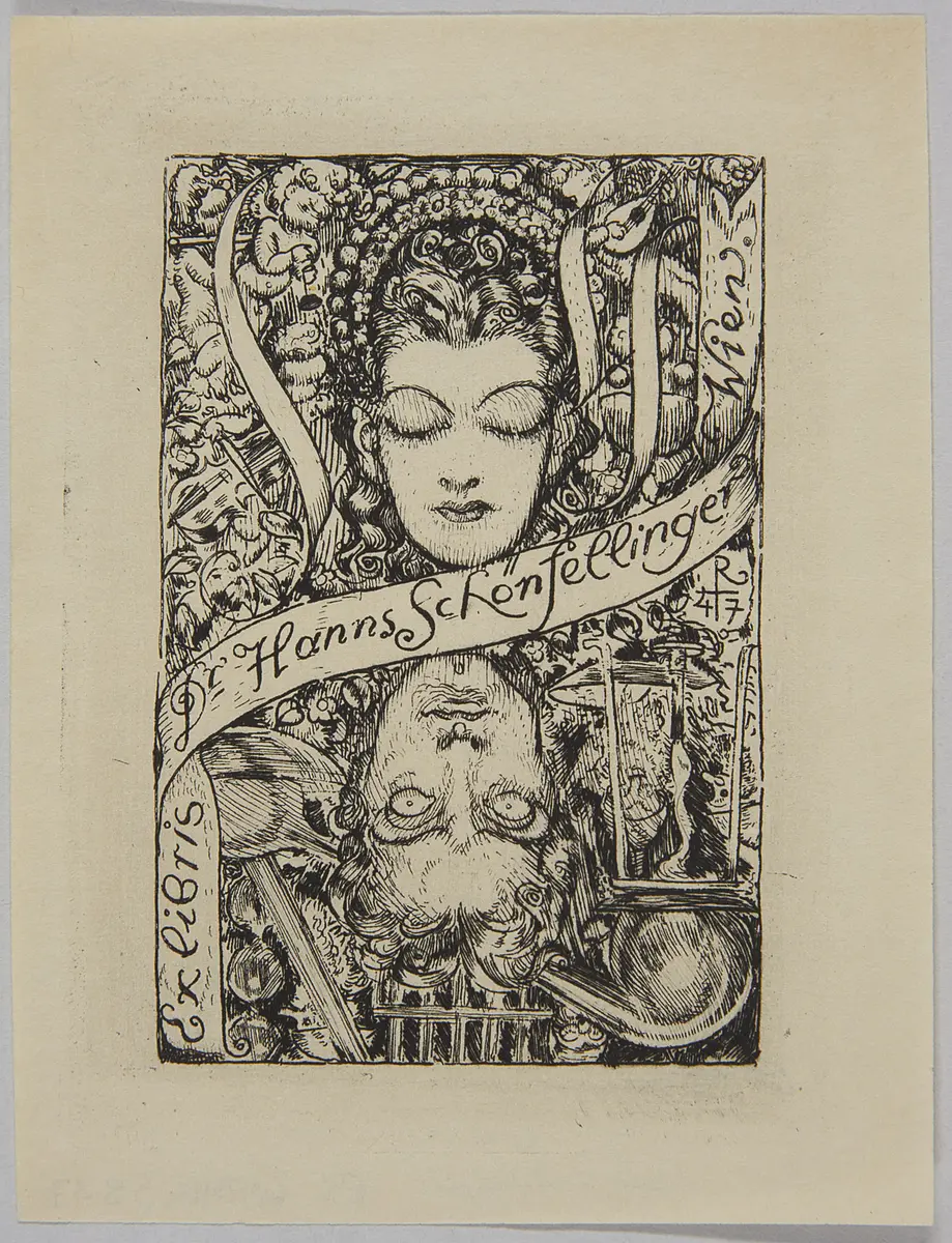 Exlibris Hanns Schönfellinger, Titel in Vorlageform: Exlibris / Dr. Hanns Schönfellinger / Wien