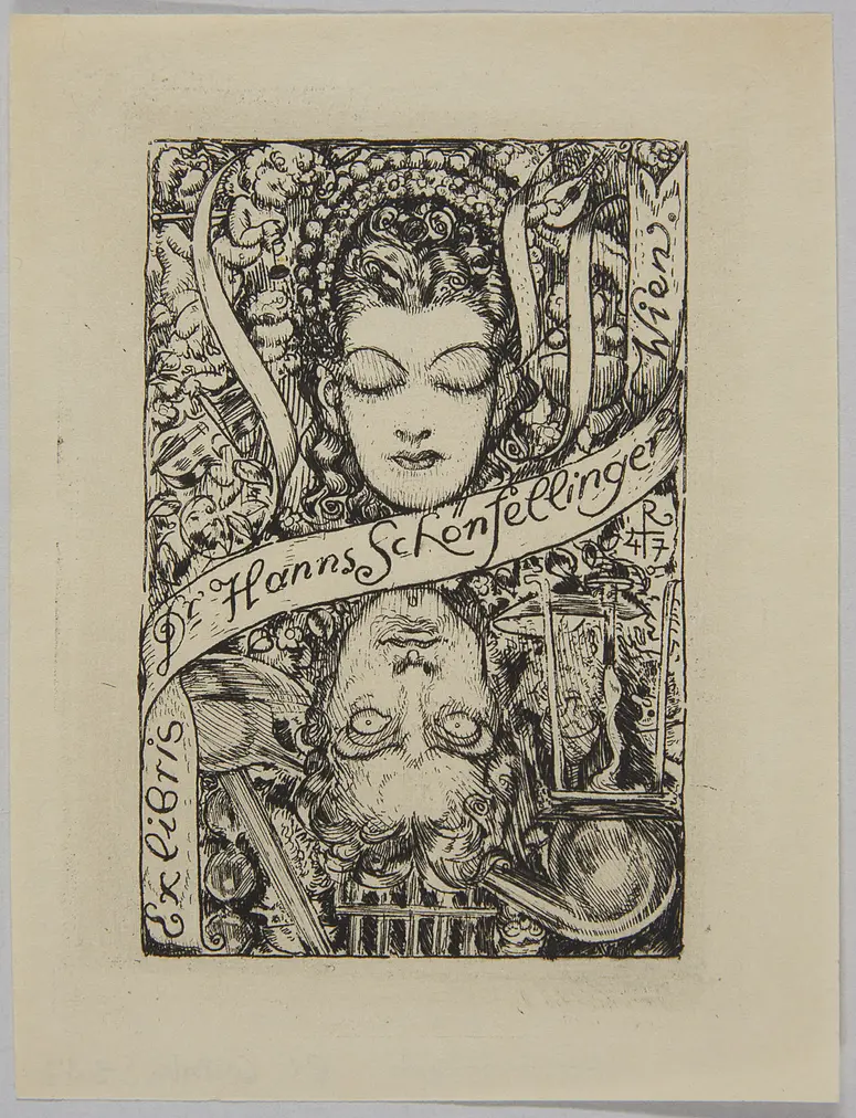 Exlibris Hanns Schönfellinger, Titel in Vorlageform: Exlibris / Dr. Hanns Schönfellinger / Wien
