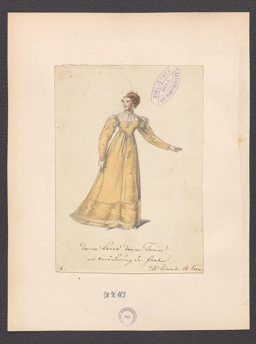 Donna Diana, oder Stolz und Liebe, Suchtitel: Donna Diana, Originaltitel: El desdén con el desdén, Titel der Serie: Figurinen des k.k. Hof-Burgtheaters