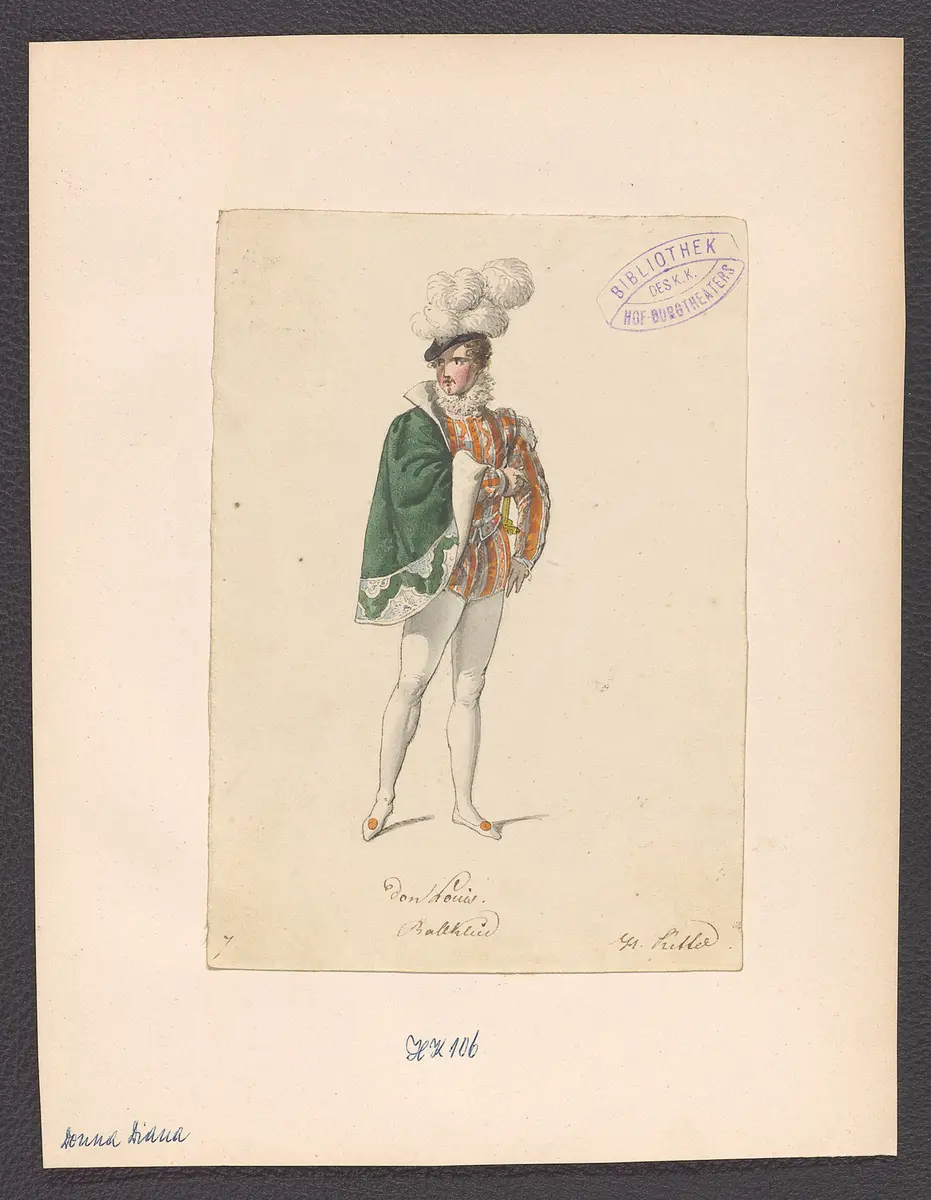 Donna Diana, oder Stolz und Liebe, Suchtitel: Donna Diana, Originaltitel: El desdén con el desdén, Titel der Serie: Figurinen des k.k. Hof-Burgtheaters