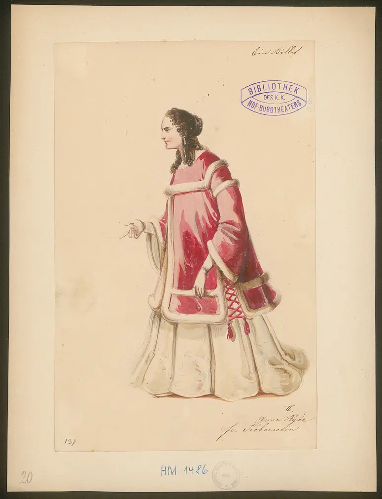 Ein Billett, Titel der Serie: Figurinen des k.k. Hof-Burgtheaters