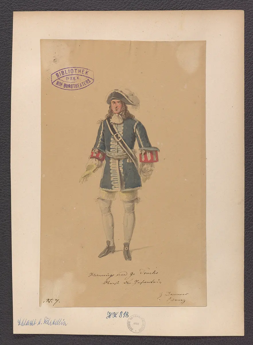 Prinz Friedrich von Homburg, Titel der Serie: Figurinen des k.k. Hof-Burgtheaters, Titel der Veranstaltung: Die Schlacht bei Fehrbellin