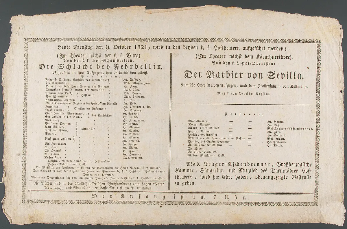 Die Schlacht von Fehrbellin, Der Barbier von Sevilla, Alternativtitel: Der Prinz von Homburg