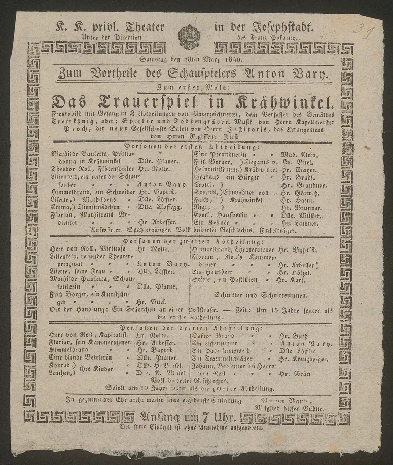 Das Trauerspiel in Krähwinkel
