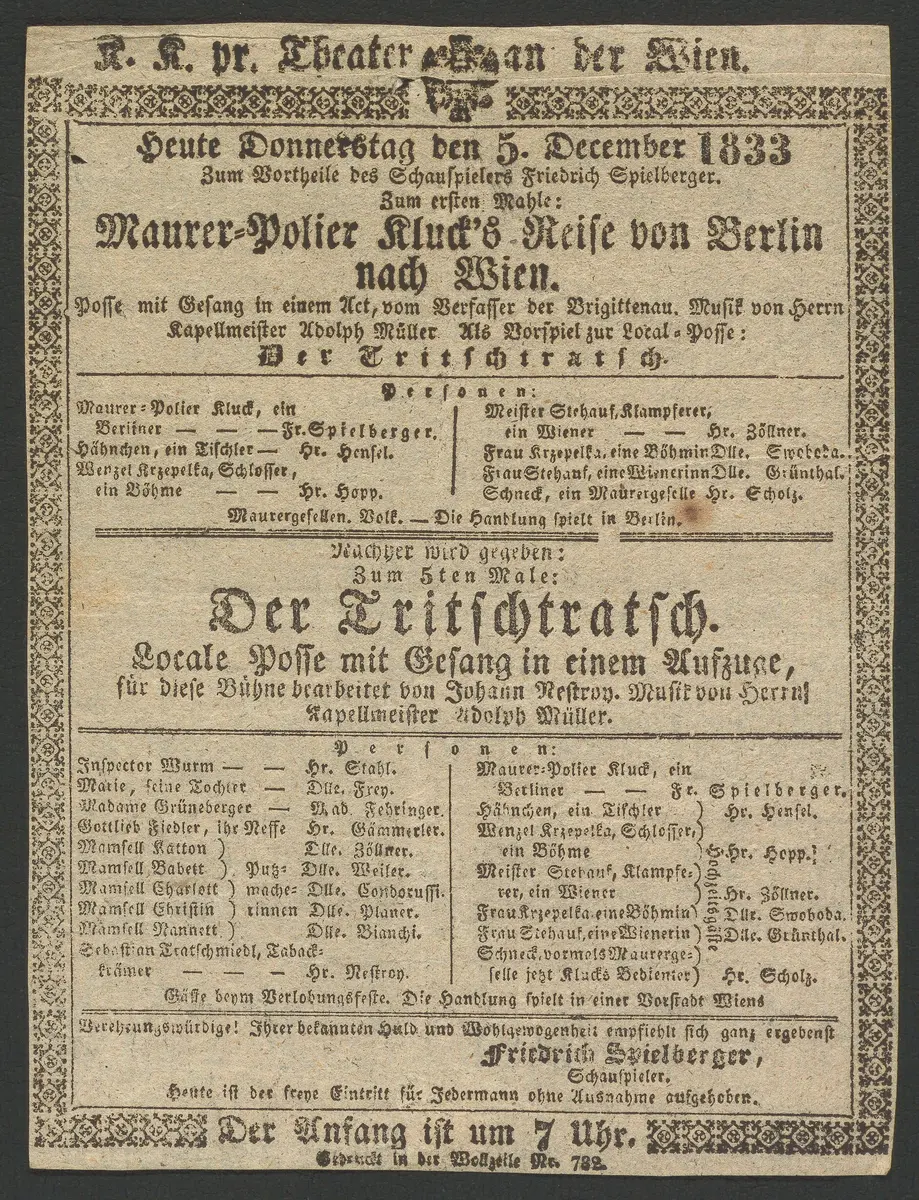 Mauer-Polier Kluck's Reise von Berlin nach Wien, Der Tritschtratsch