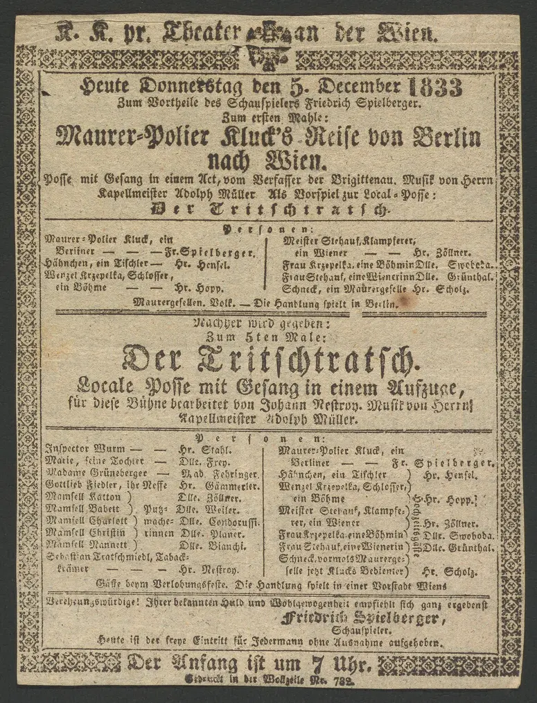 Mauer-Polier Kluck's Reise von Berlin nach Wien, Der Tritschtratsch